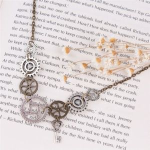 steampunk gears and key necklace